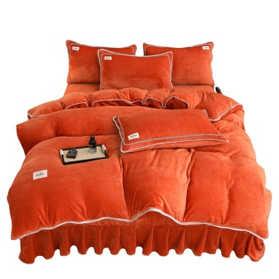 加厚冬季床上用品牛奶绒四件套保暖法莱绒床裙珊瑚绒被套礼品批发