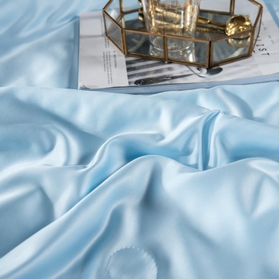 水洗真丝夏凉被三件套夏季裸睡凉感空调被纯色单人双人夏被四件套