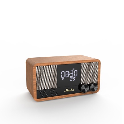 跨境复古蓝牙音箱木质家用FM收音机时钟闹钟音响蓝牙重低音炮