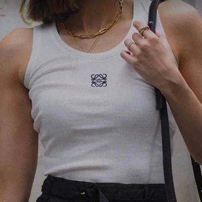 Y2K夜店风新款夏秋季花纹刺绣修身时尚街头螺纹套头女短背心