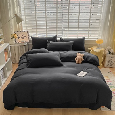 简约纯色亲肤棉酒店四件套白色床单被套床笠三件套床上用品批发