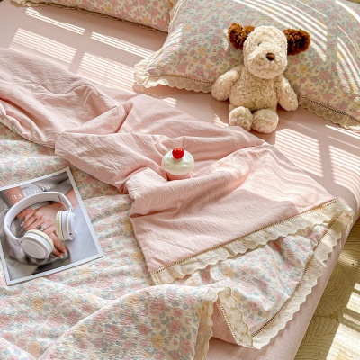 田园风碎花全棉空调夏凉被边四件套柔软水洗双人床单被套三件套