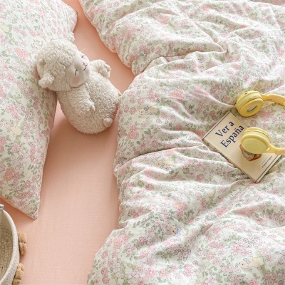 A类全棉双层纱四件套2025新款纯棉被套床单碎花床上用品四季通用