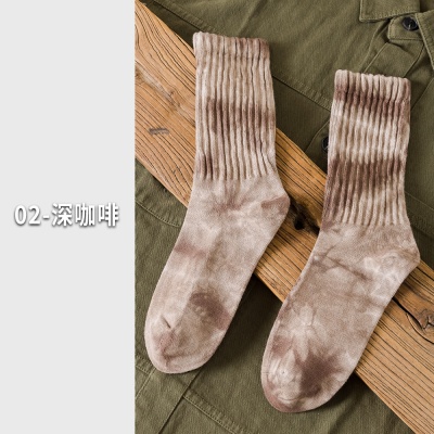 25春夏扎染松罗口情侣袜堆堆女袜中筒街潮ins棉袜运动休闲户外风