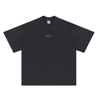 澜海男装2025春夏新品潮牌美式小logo刺绣洗水纯色百搭短袖T恤男