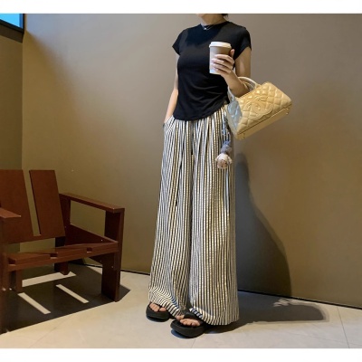 夏季女士慵懒遛弯直筒山本阔腿裤百搭显气质