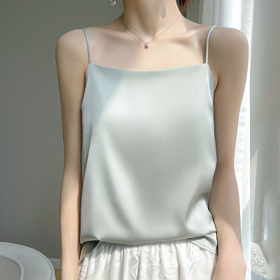 2025吊带背心女内搭白色美背醋酸仿真丝大码上衣缎面夏西装打底衫