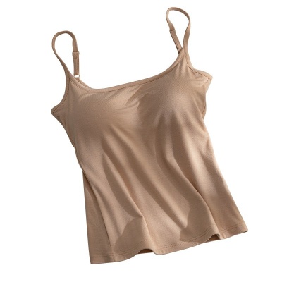 漫画胸吊带背心女夏外穿2025新款内搭带胸垫无中生有辣妹无袖上衣