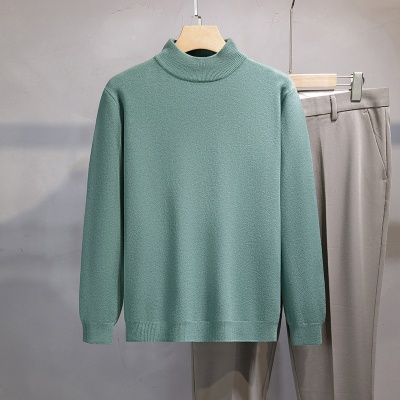 新款2024秋季通勤男毛衫套头长袖时尚都市半高领男式针织衫