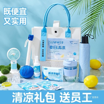 防暑降温礼品清凉夏日伴手礼套装夏季礼公司送员工福利实用大礼包