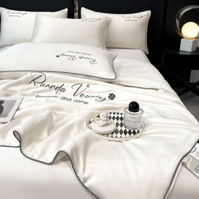 绣花款夏季轻奢水洗天丝凉感空调被四件套可机洗水洗家用夏被礼品