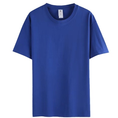 220克精梳纯棉圆领T恤工作服团体服班服文化衫公司聚会刺绣印LOGO