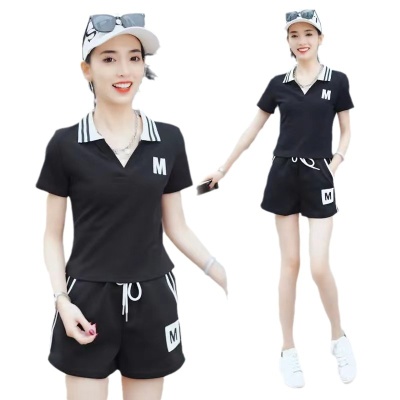 2024网红时尚跑步运动套装女夏季2024新款洋气显瘦短袖短裤两件套