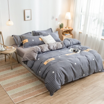 水洗棉四件套春秋被套学生宿舍被单床单人三件套床上用品批发代发