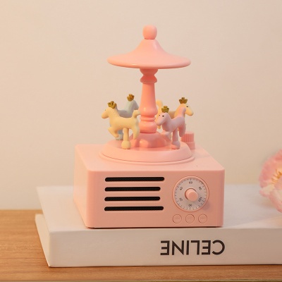 HT旋转木马蓝牙音箱创意音响桌面摆件旋转音箱女生礼物送女生礼物