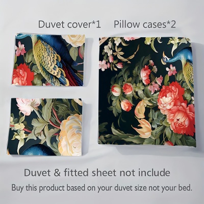 出口被套三件套孔雀3D数码印花被套套件床上用品外贸家纺POD定制