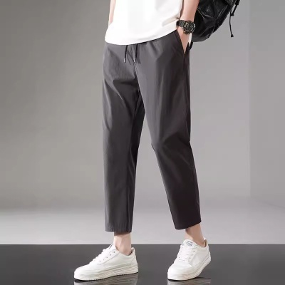 2025夏季男士冰丝裤休闲运动九分裤冰感直筒男裤四面弹大码速干裤