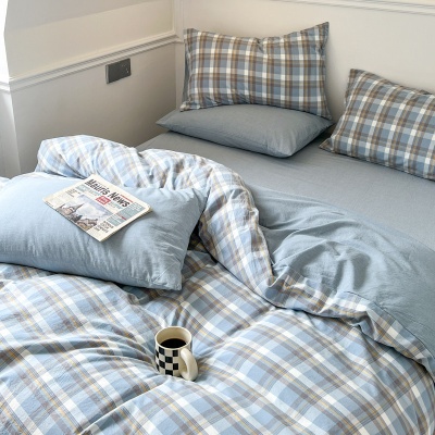 定制色织水洗棉纯棉四件套全棉床上用品床单被罩厂家直销被子