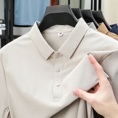夏季短袖t恤男士商务休闲冰丝翻领polo衫男女无痕体恤上衣高品质