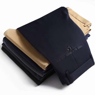 夏季薄款宽松直筒男式商务休闲裤免烫直筒男式休闲裤长裤西裤爸爸