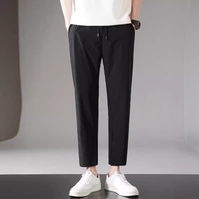 2025夏季男士冰丝裤休闲运动九分裤冰感直筒男裤四面弹大码速干裤