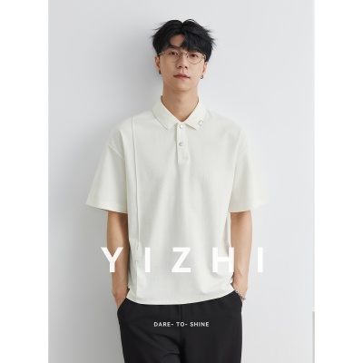 亦止男装短袖polo衫男夏季宽松半袖2025新款美式上衣翻领美式t恤