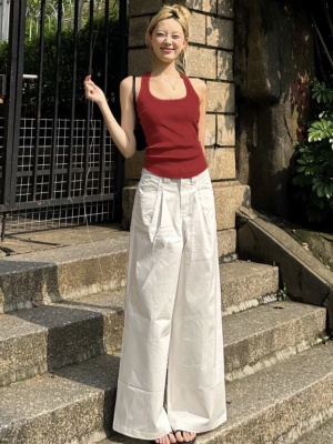 卡逸黛修身柠檬黄挂脖吊带背心女少女可爱显白显瘦上衣内搭外穿女