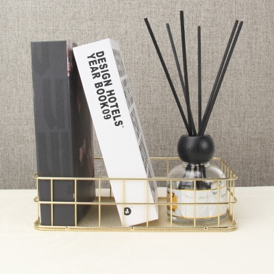 跨境高级感铁艺收纳盒家居用品化妆品置物框零食整理桌面收纳筐