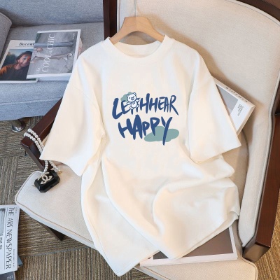 夏季学生T恤上衣男女同款230g重磅纯棉短袖打底衫大码女装潮牌t恤