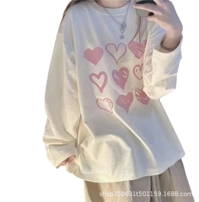 白色长袖T恤女2024新款秋冬季内搭圆领打底衫设计感小众上衣ins潮