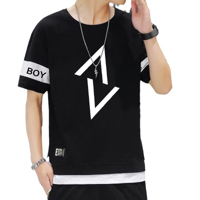 短袖t恤男士夏季薄款休闲长裤运动套装男装一套宽松半袖体恤