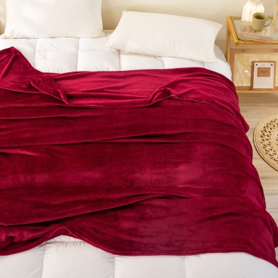 厂家批发加厚纯色法兰绒毛毯跨境珊瑚绒午睡沙发盖毯床单礼品毯子