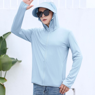 夏季透气薄款男防晒衣钓鱼防晒服连帽男休闲皮肤风衣遮阳户外男士