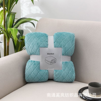 厂家供应跨境法兰绒毛毯法兰绒提花毯珊瑚绒毯子礼品办公室午休毯