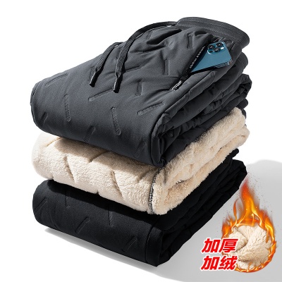 休闲裤男士秋冬新款束脚裤子羊羔绒加绒加厚保暖休闲运动宽松棉裤