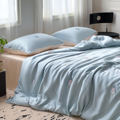 高奢A类100兰精天丝刺绣夏被床单四件套丝滑凉感夏被宿舍空调被子