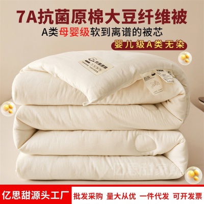 A类母婴级原棉大豆纤维被子抗菌水洗棉春秋被芯学生冬被礼品棉被