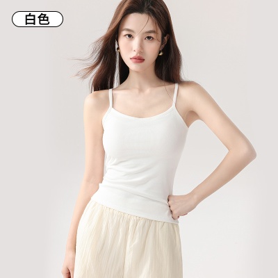 纯棉吊带背心女春夏季2025新款内搭带胸垫遮副乳外穿打底无袖上衣