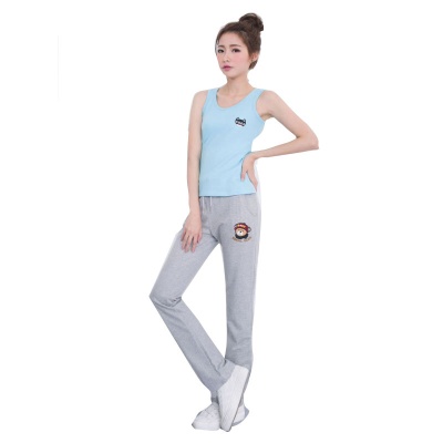 加工定制女装纯棉运动裤跨境亚马逊休闲女裤绣花潮牌直筒裤卫裤