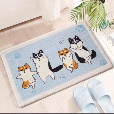 新款创意入户门地垫耐脏仿羊绒卡通门垫防滑吸水客厅卫生间脚垫