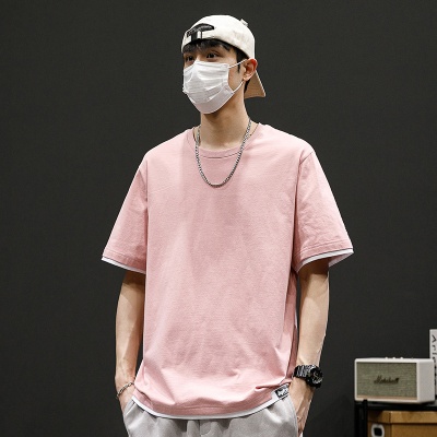 大码纯棉短袖t恤2025夏季时尚短袖青年休闲运动男士短袖t恤M-8X5