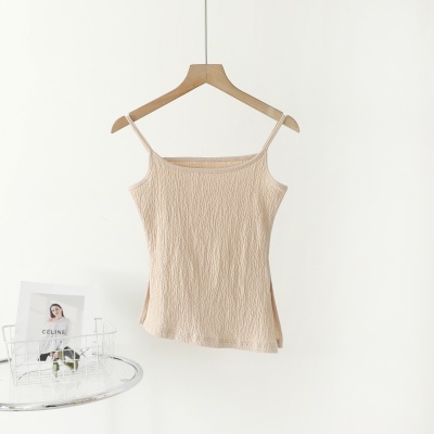 2025春夏竹节皱吊带质感清晰纯欲修身显瘦内搭