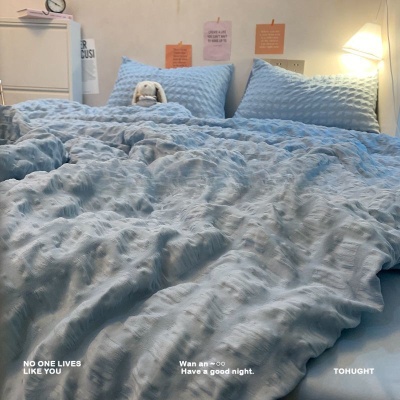 ins夏季温柔紫小泡芙夏被四件套凉感舒适夏凉被空调被宿舍三件套