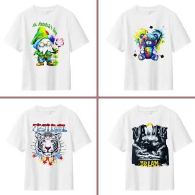 春季新款潮流印花300g重磅男纯棉t恤短袖简约男装上衣广州批发