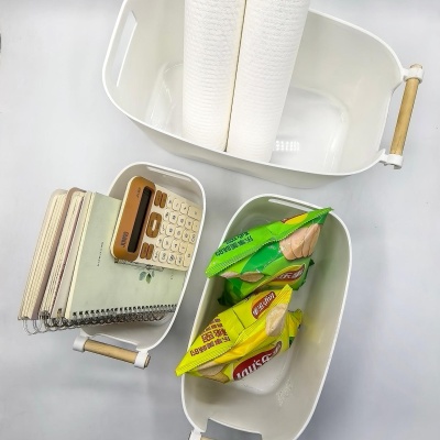 整理收纳置物筐 浴室厨房卫生间塑料盒家用桌面杂物篮子多功能