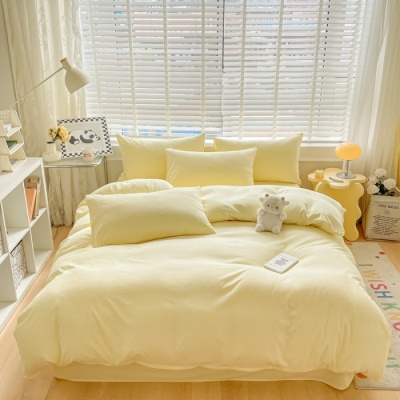 简约纯色亲肤棉酒店四件套白色床单被套床笠三件套床上用品批发