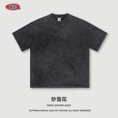 BE男装2025夏新款青少年水洗做旧短袖t恤男抑菌薄荷凉感短袖t恤男