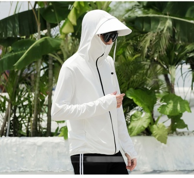 夏季透气薄款男防晒衣钓鱼防晒服连帽男休闲皮肤风衣遮阳户外男士