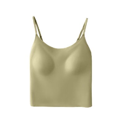 春夏新款吊带背心女珍珠纱无痕美背带胸垫免穿文胸内搭外穿打底薄