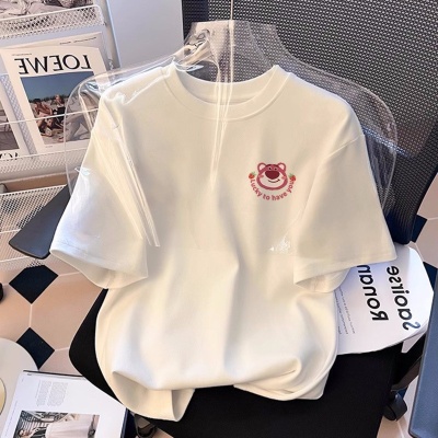欧货纯棉白色短袖女T恤夏2025新款圆领正肩内搭打底衫上衣ins风